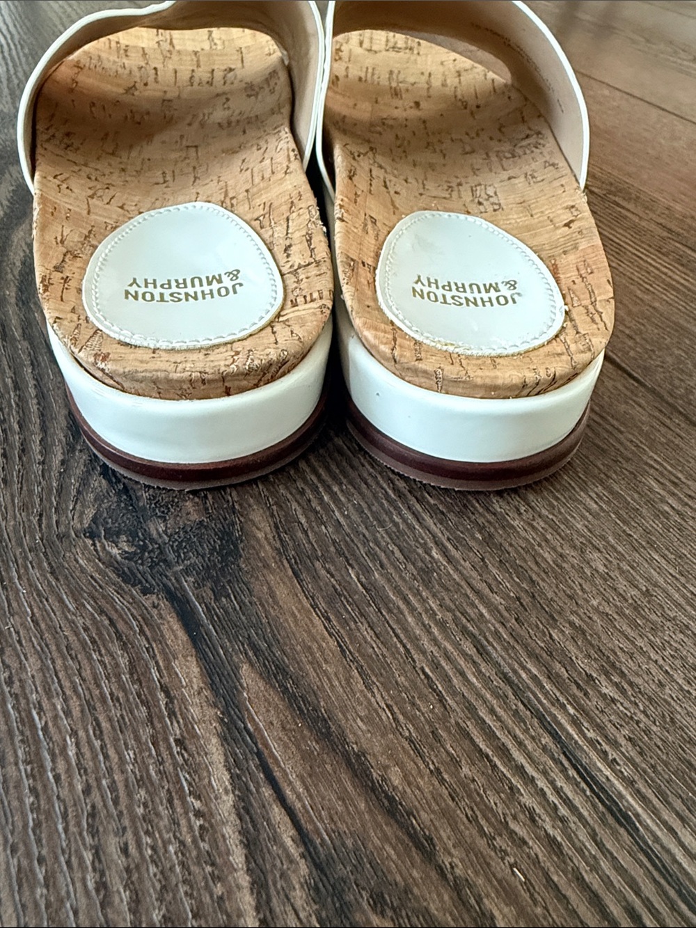 Johnston & Murphy New Ladies Cream Patent Slide Sandals with Cork Footbed 6 - Picture 4 of 6